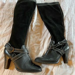 Relativity Black Suede Leather Tall Heel Boots